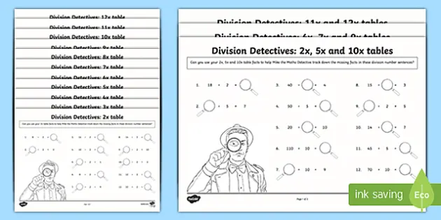 division facts missing numbers worksheet worksheet