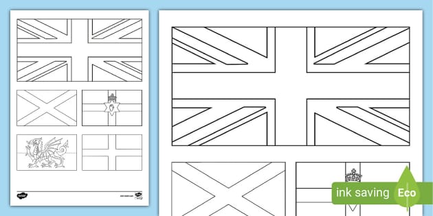 United Kingdom Flags Doodle Colouring Page (Teacher-Made)