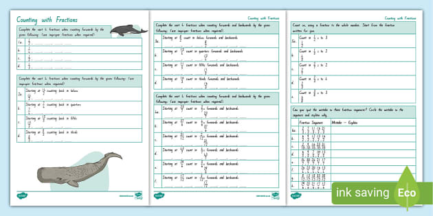 Stage 6 (Phase 2) Counting Fractions Worksheet