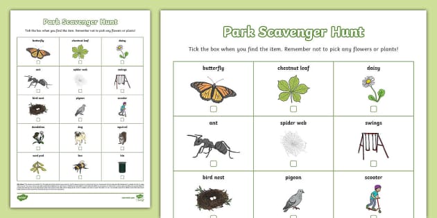Park Scavenger Hunt (teacher made) - Twinkl