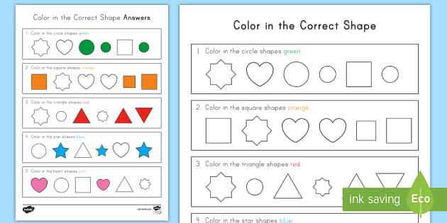 3º ano - Shapes and colors worksheet