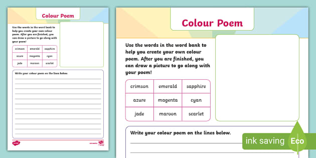 Colour Poem Writing Template (teacher made) Twinkl Colour Poem Writing Template (teacher made) Twinkl