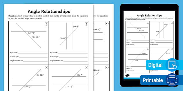 Eighth Grade Angle Relationship Activity Twinkl 3019