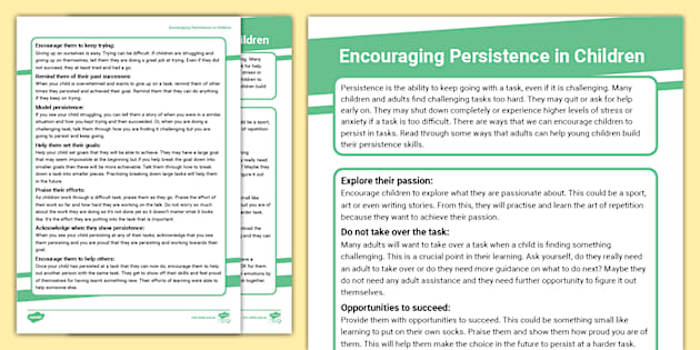 Encouraging Persistence in Children (teacher made) - Twinkl