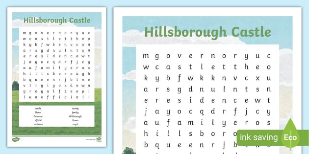 Hillsborough Castle Word Search - NI (teacher made) - Twinkl