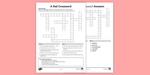 A Red Crossword (teacher made) Twinkl