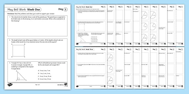 Seventh Grade Math May Bell Work Bundle (teacher made)