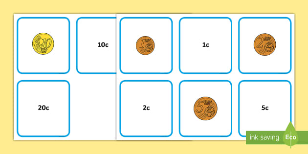 money matching worksheet junior and senior infant maths