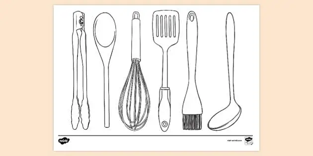 Free Cooking Utensils Colouring Page Ks1 Resources Twinkl