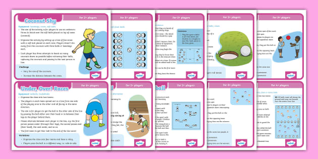 Throwing And Catching Games Cards (teacher Made) - Twinkl