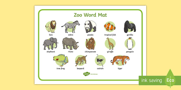 Zoo Word Mat - Word Mat, Writing Aid, Zoo, At The Zoo, Zoo