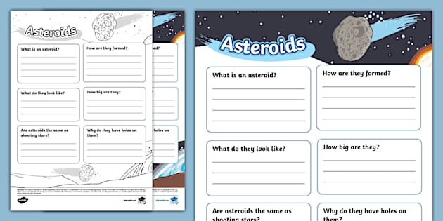KS1 Asteroids Fact File Template (teacher made) Twinkl