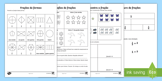 Exercícios 6 º ano-Matemática-Frações, PDF, Fração (Matemática)