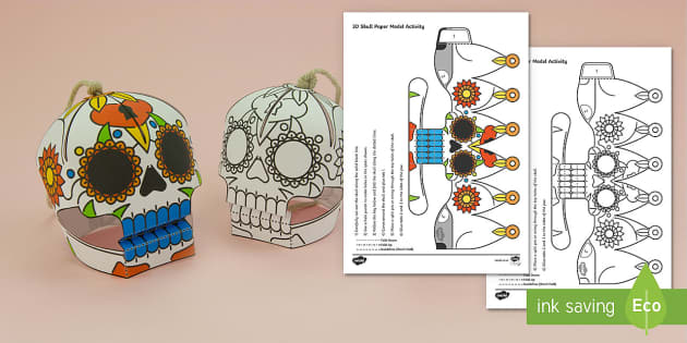 3D Day of The Dead Paper Craft | Sugar Skull Activity