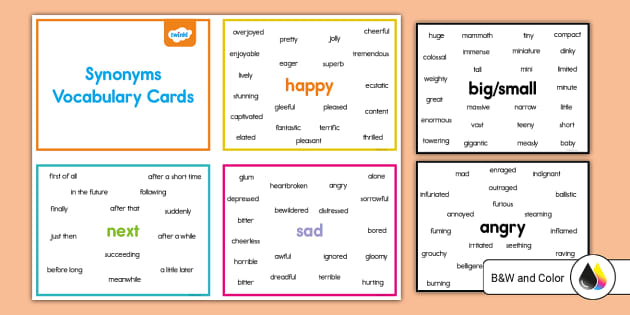 Synonym cards  Teaching Resources