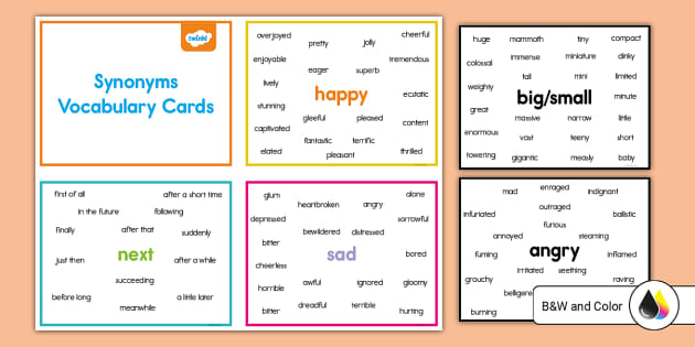 synonyms picture cards