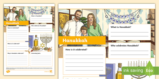 Hanukkah Fact File Template (teacher made) - Twinkl