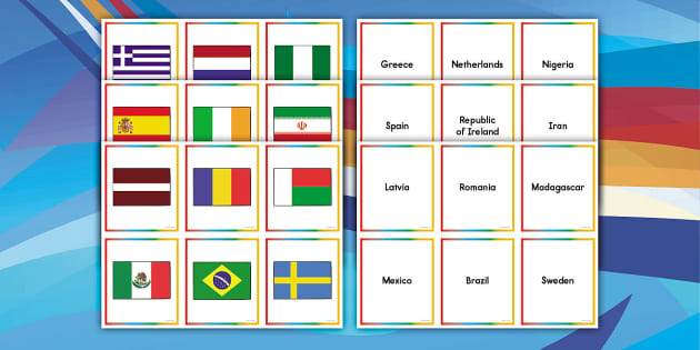 Flag Matching Game Country Flags Countries Game (Instant Download) 