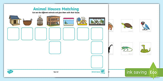 Animal Houses Matching Activity (teacher made) - Twinkl