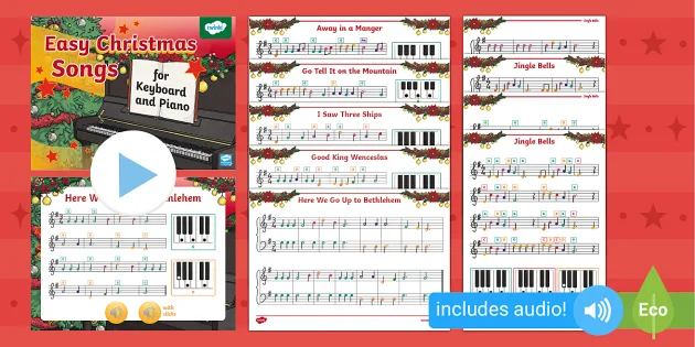 👉 Easy Christmas Songs for Piano, Away in a Manger Sheet Music