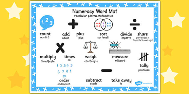 Numeracy Instructions Word Mat Romanian Translation - romanian