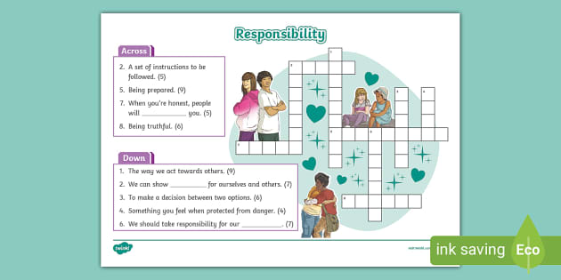 Responsibility Crossword Twinkl KS2 Twinkl
