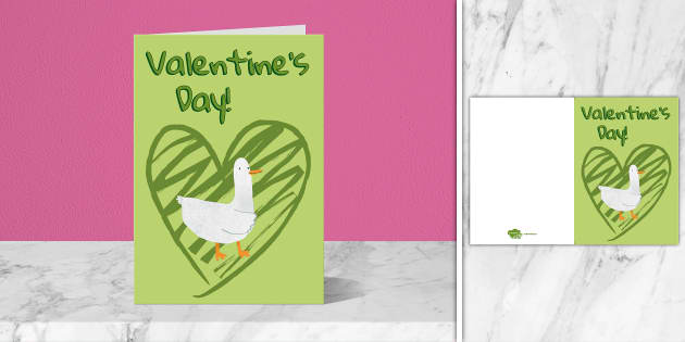 Cute Valentines Day Duck Greetings Card Twinkl Party