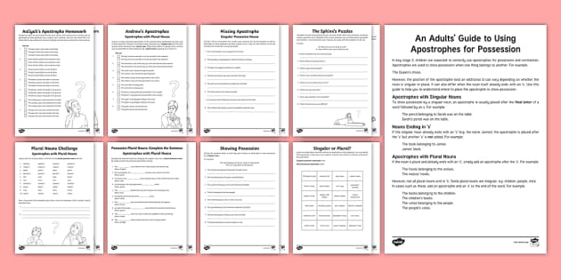 Possessive apostrophe worksheet with answers picture