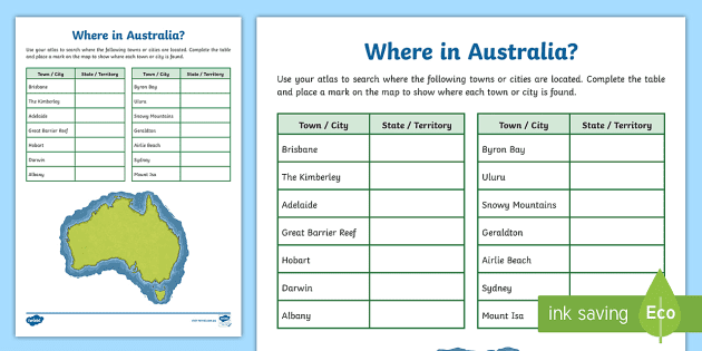australian geography worksheets states and territories