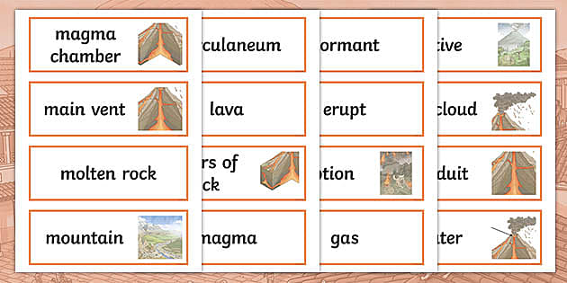 Volcanoes Vocabulary Word Cards | Twinkl Originals - Twinkl