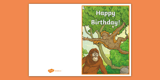 Orangutan Birthday Card (professor feito) - Twinkl