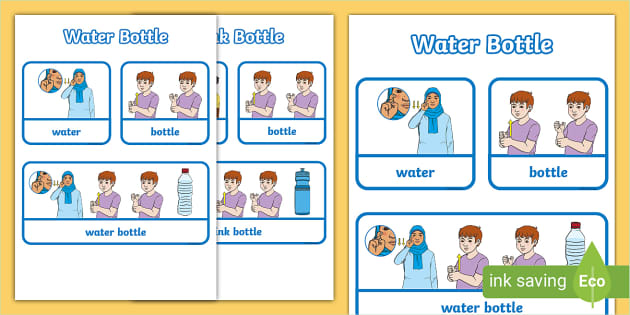 Auslan Water Bottle Sign - Twinkl