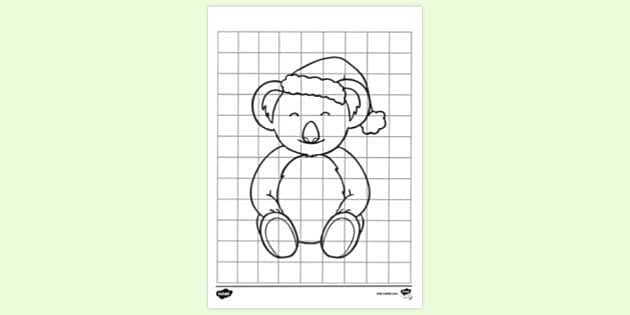Christmas Koala in Grid Colouring Sheet (Teacher-Made)
