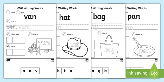 CVC Words Worksheets Activity Pack Teaching Resource