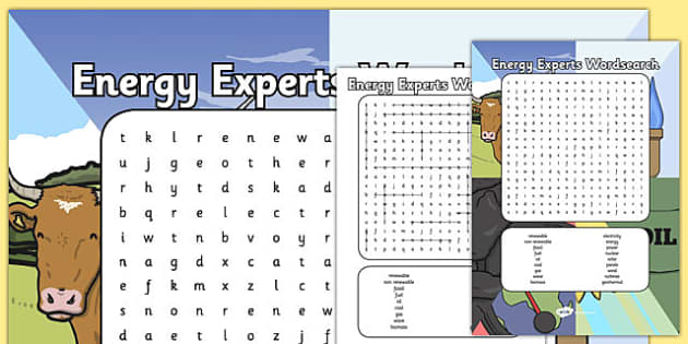 Energy Word Search - Science Teaching Resources