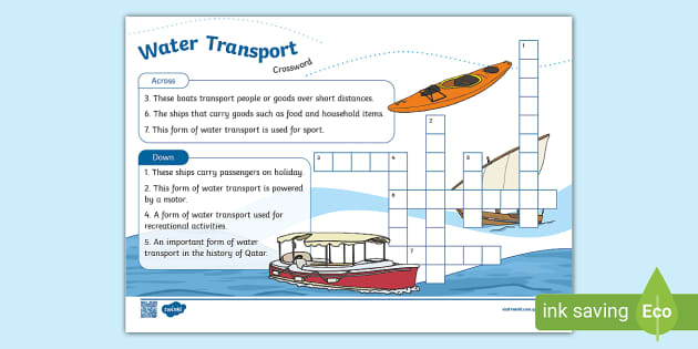 Water Transport in Qatar Crossword (teacher made) Twinkl