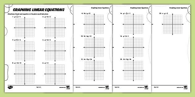 Graphing Linear Equations Worksheet PDF