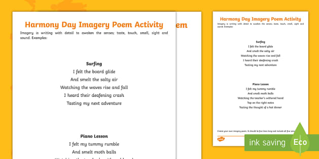 imagery in poetry worksheet