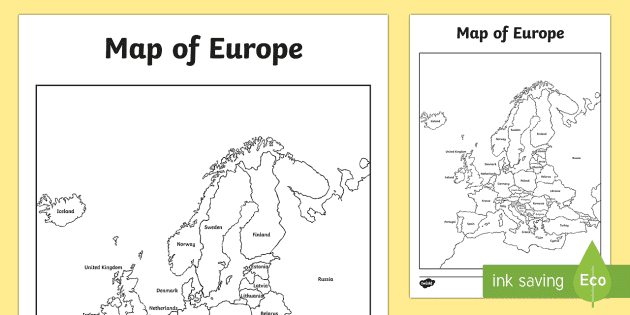 World Regional Europe Printable, Blank Maps • Royalty Free, jpg •  FreeUSandWorldMaps.com