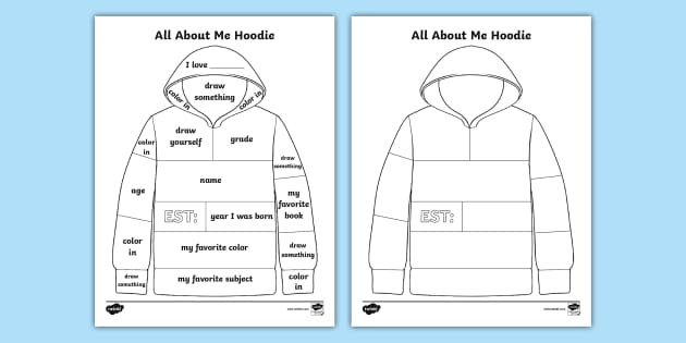Printable Worksheet All About Me Hoodie Template Twinkl USA