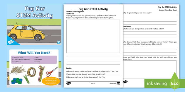 Peg Car STEM Activity | F-2 Forces and Materials | Twinkl