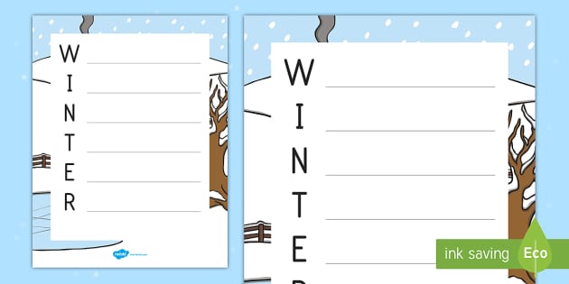 Winter Template Acrostic Poem Simple Winter Poems For Kids