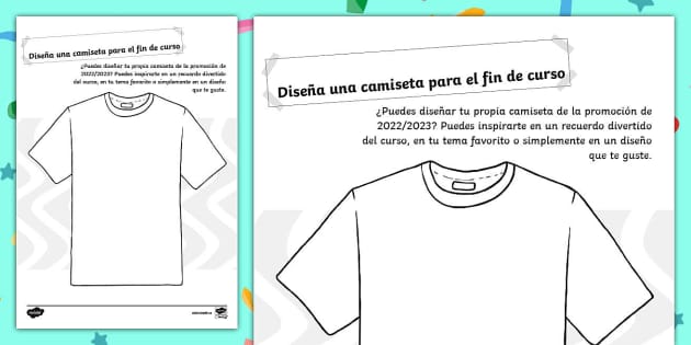 Descartar engañar Plano Hoja de colorear: Diseña una camiseta para el fin de curso