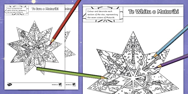 Te Iwa o Matariki - Seven and Nine-Sided Star Craft - Twinkl