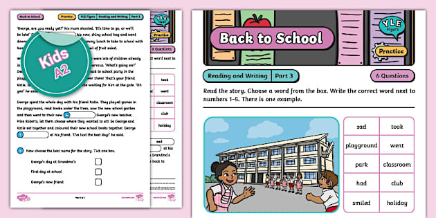 YLE Flyers Reading and Writing Part 3 - Back to School