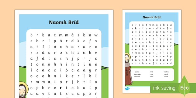 Cuardach Focal Naomh Bríd Crossword Ulster Irish - Twinkl