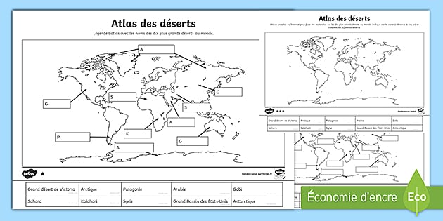 Carte du monde du désert de Patagonie