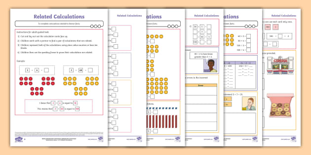 👉 Related Calculations Differentiated Worksheets - Twinkl