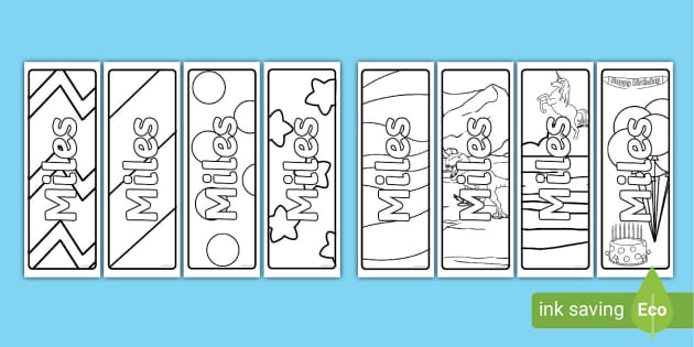 FREE! - Miles Name Simple Colouring Bookmarks - Twinkl