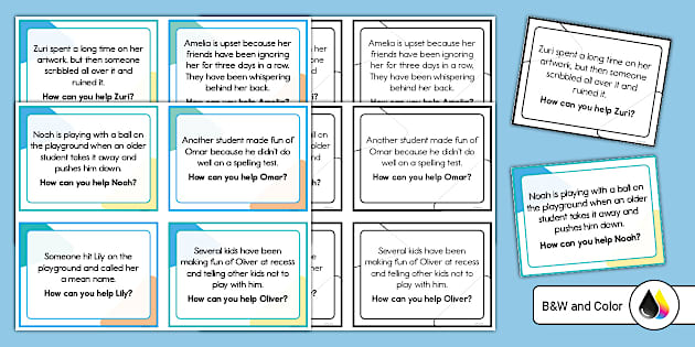 Bullying Scenario Discussion Cards (teacher made) - Twinkl